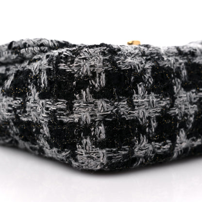 Chanel Wool Tweed Quilted Small Elegant Chain Flap Black Grey 8 of 9