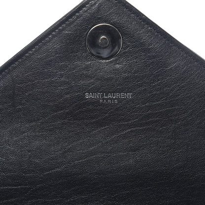 Saint Laurent Sheepskin Matelasse Chevron Monogram Large College Satchel Black 7 of 9