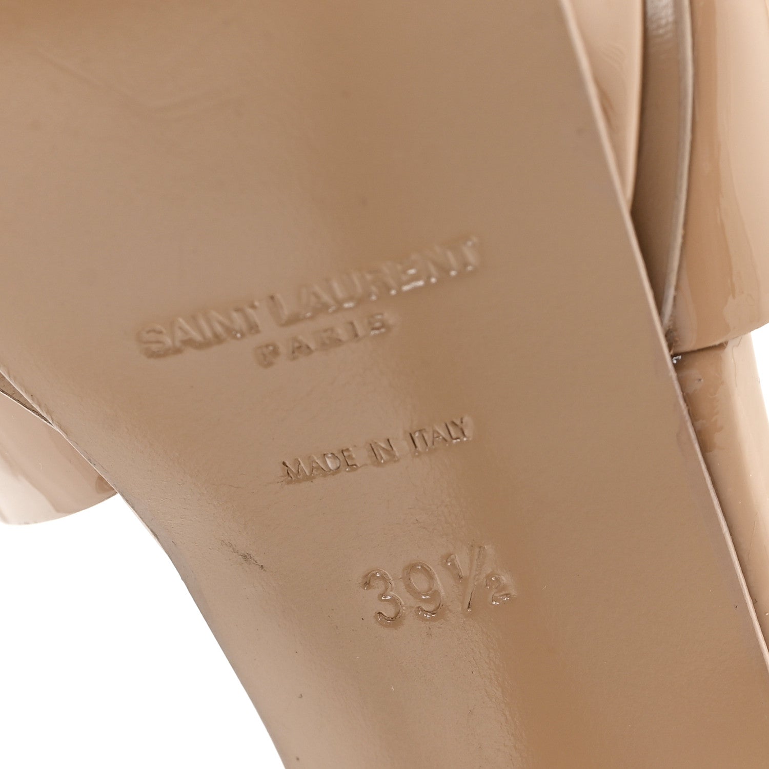 Saint Laurent Patent Tribute 105 Platform Sandals 39.5 Nude Powder 7 of 9