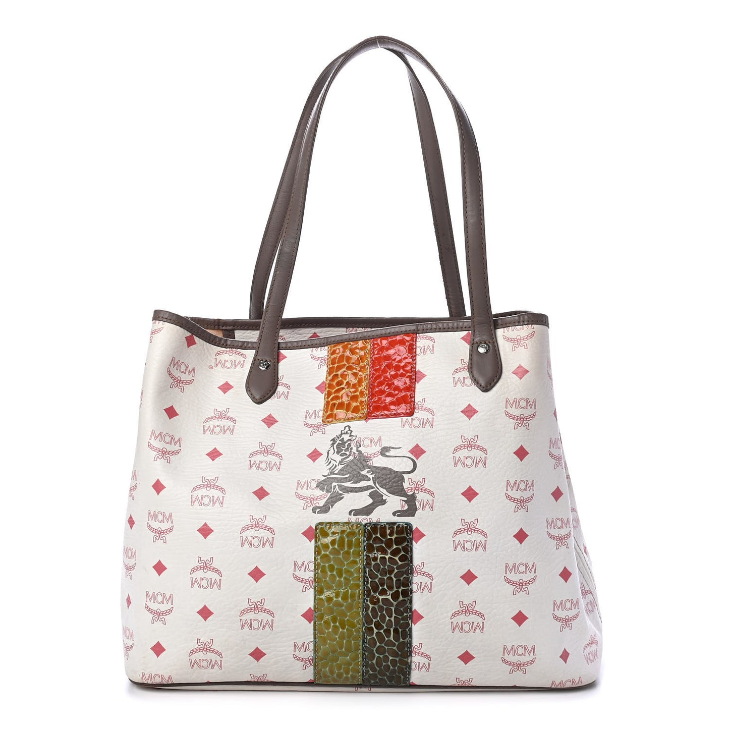 Visetos Striped Munich Lion Tote White