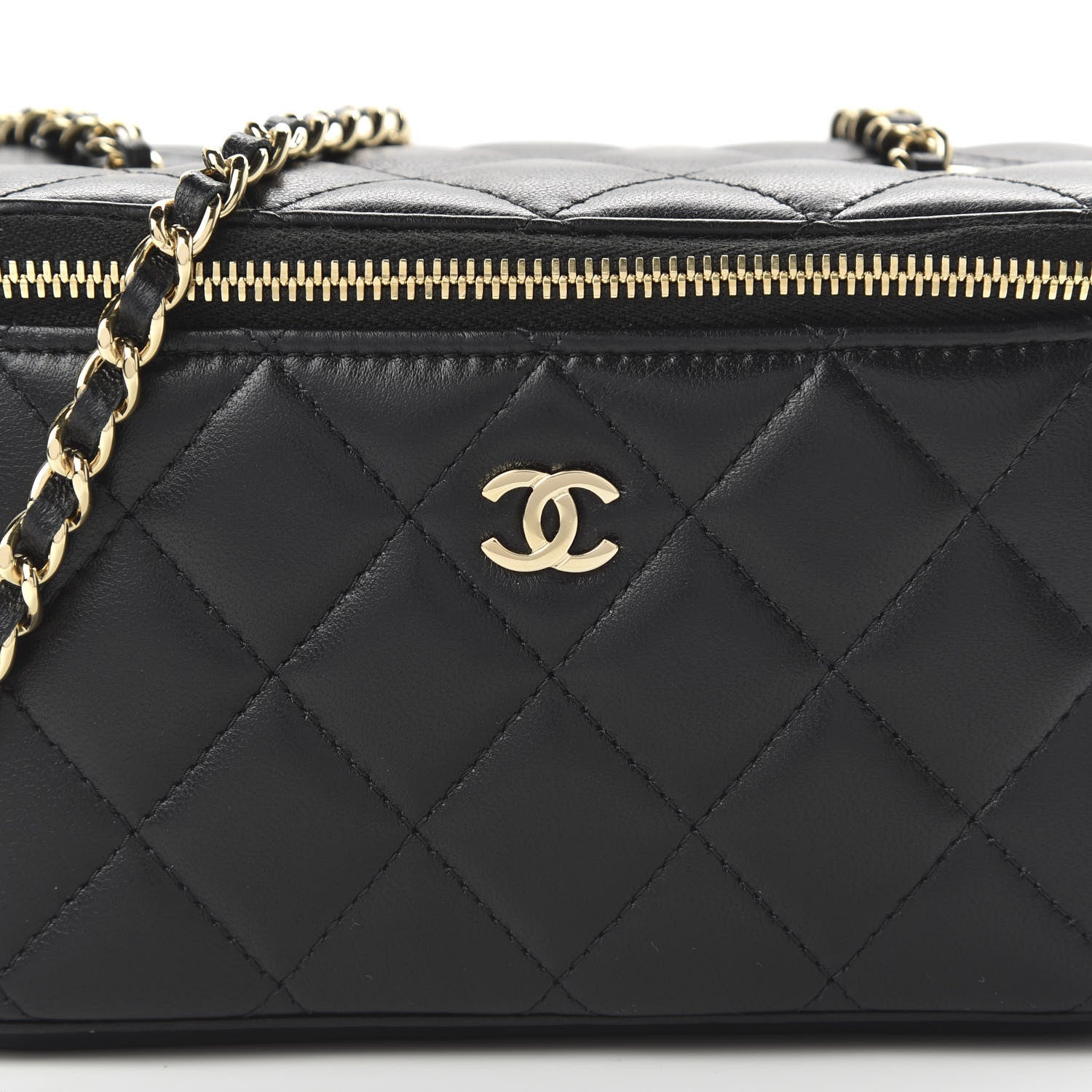 Chanel Lambskin Quilted Small Vanity Case With Chain Black 10 of 10