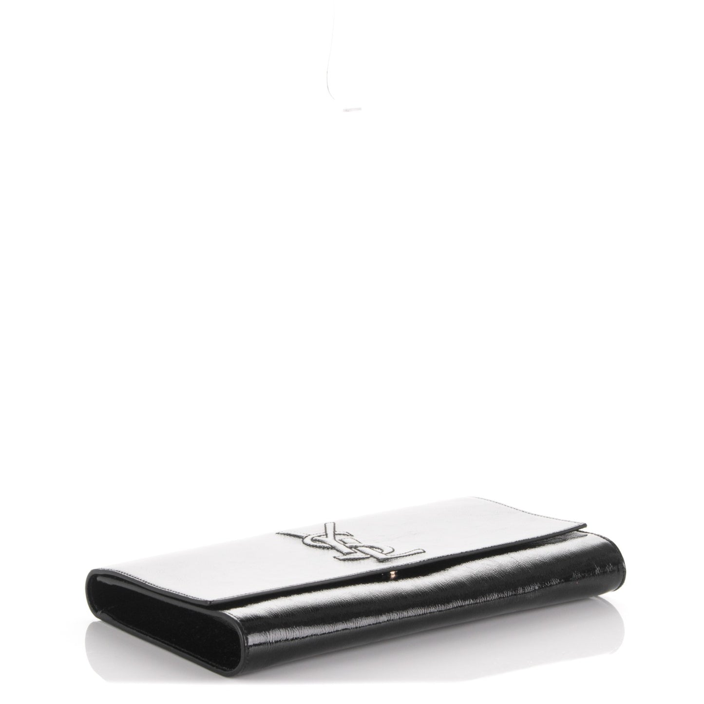 Textured Patent Monogram Large Belle De Jour Clutch Black