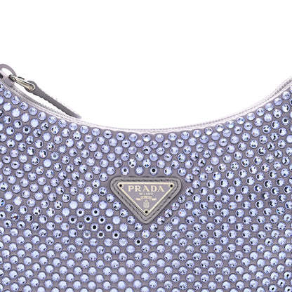 Prada Satin Crystal Mini Re-Edition 2000 Bag Glicine 7 of 9