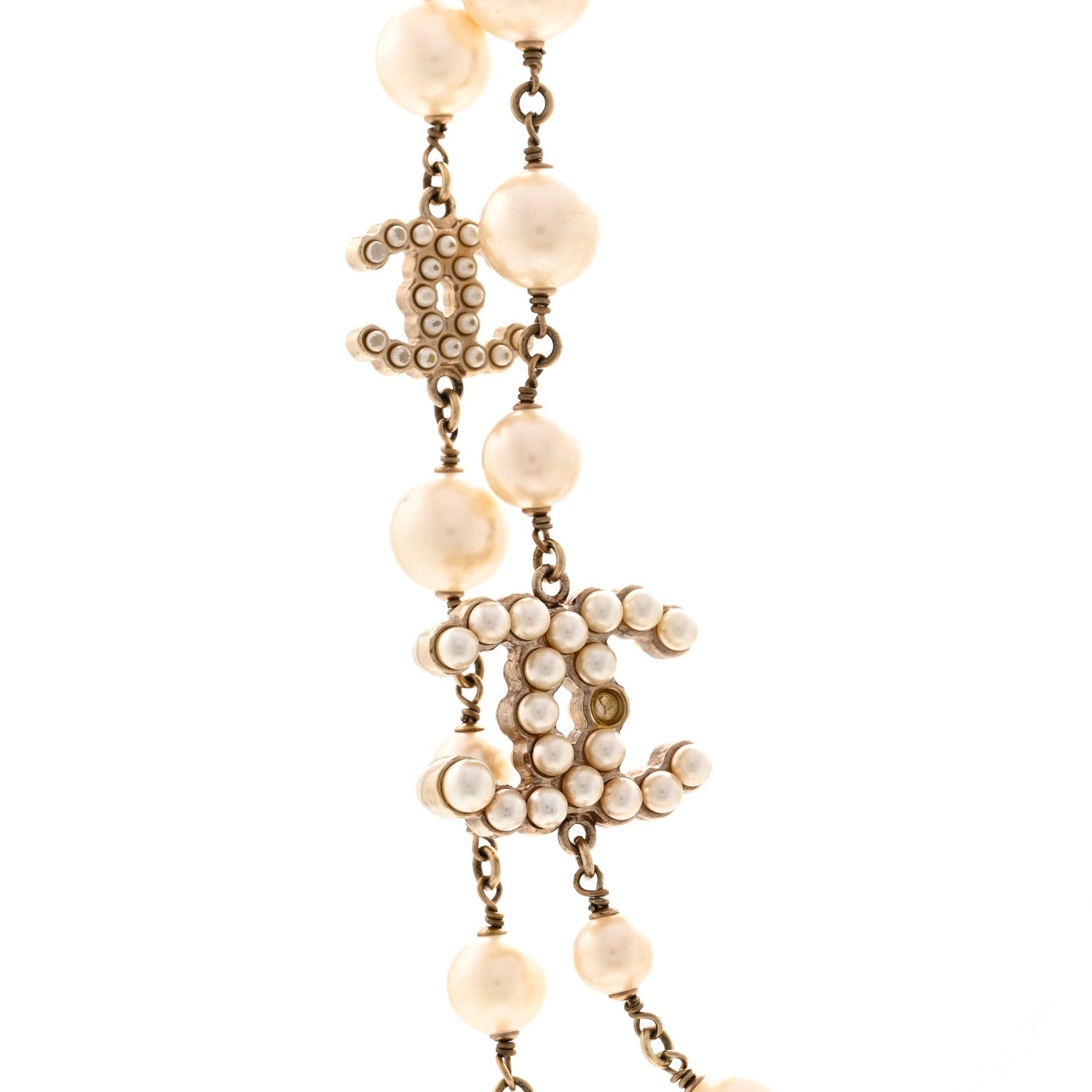 Chanel Graduated Pearl CC Long Necklace Gold 4 of 5