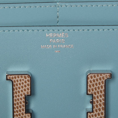 Hermes Tadelakt Lizard Constance Short Wallet Bleu Atoll Ficelle 6 of 8