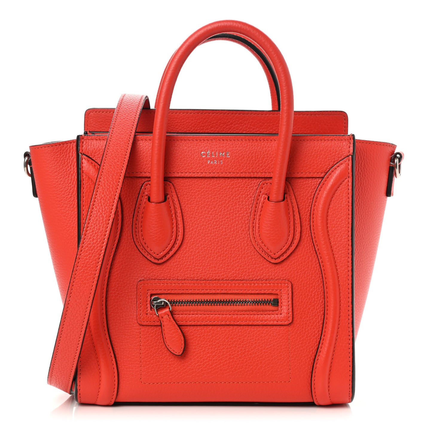 Drummed Calfskin Nano Luggage Coquelicot