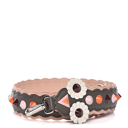 Fendi Vitello Dolce Nappa Hypnoteyes Bi-Color Scalloped Spike Studded Strap You Carbone Plaster White Multicolor 1 of 4