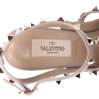 Valentino Garavani Pebbled Calfskin Rockstud Ankle Strap Pumps 37 Poudre 6 of 10
