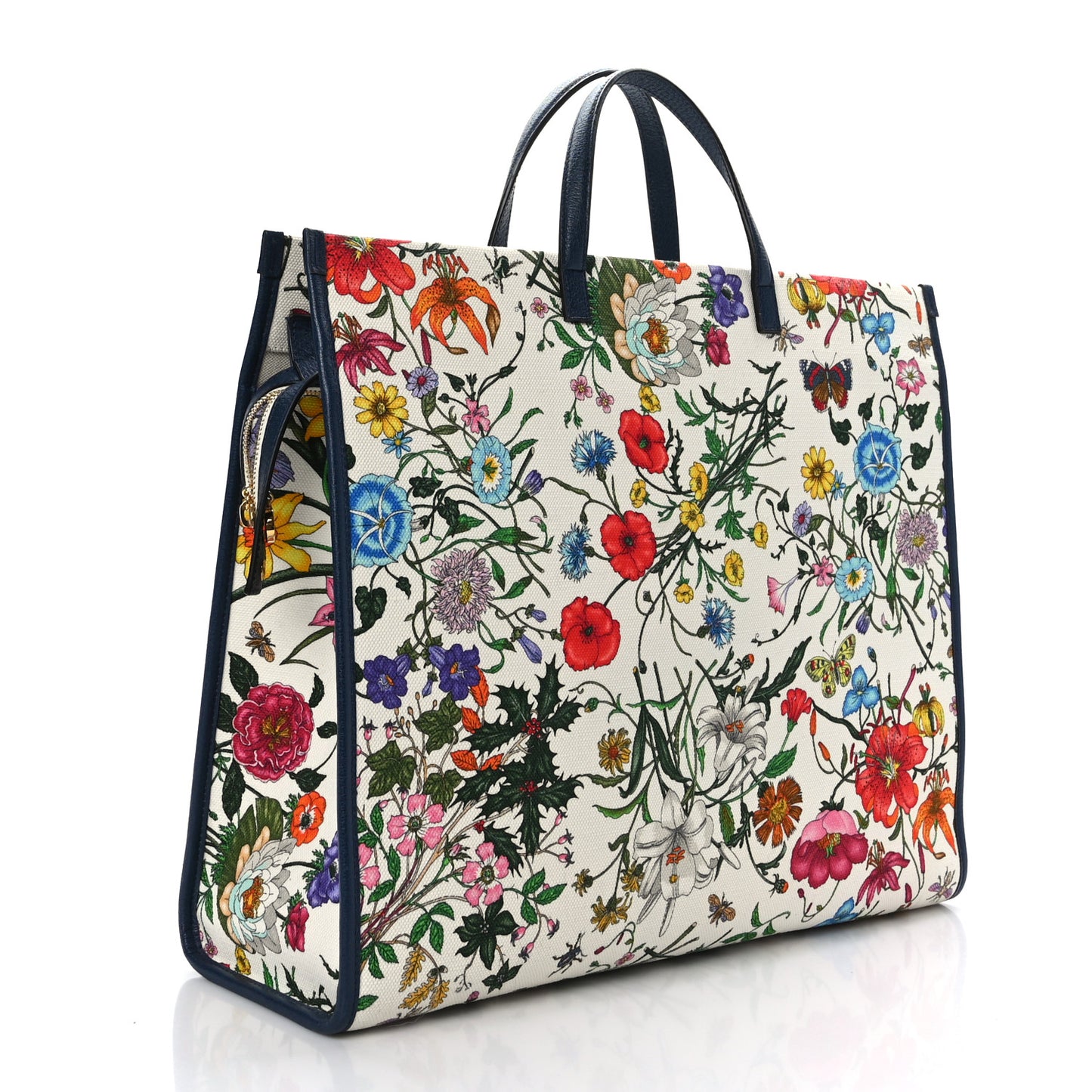 Canvas Large Flora Tote Navy Multicolor