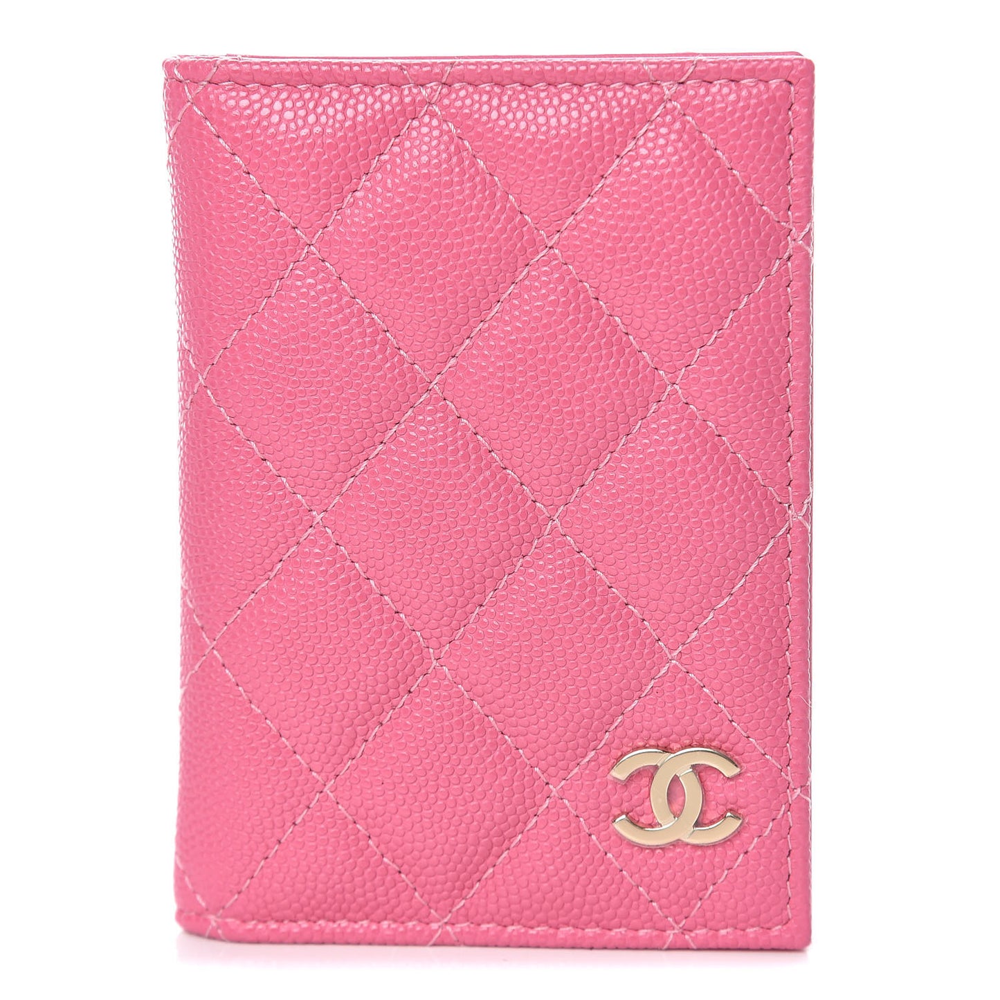 Caviar Quilted Card Holder Wallet Pink