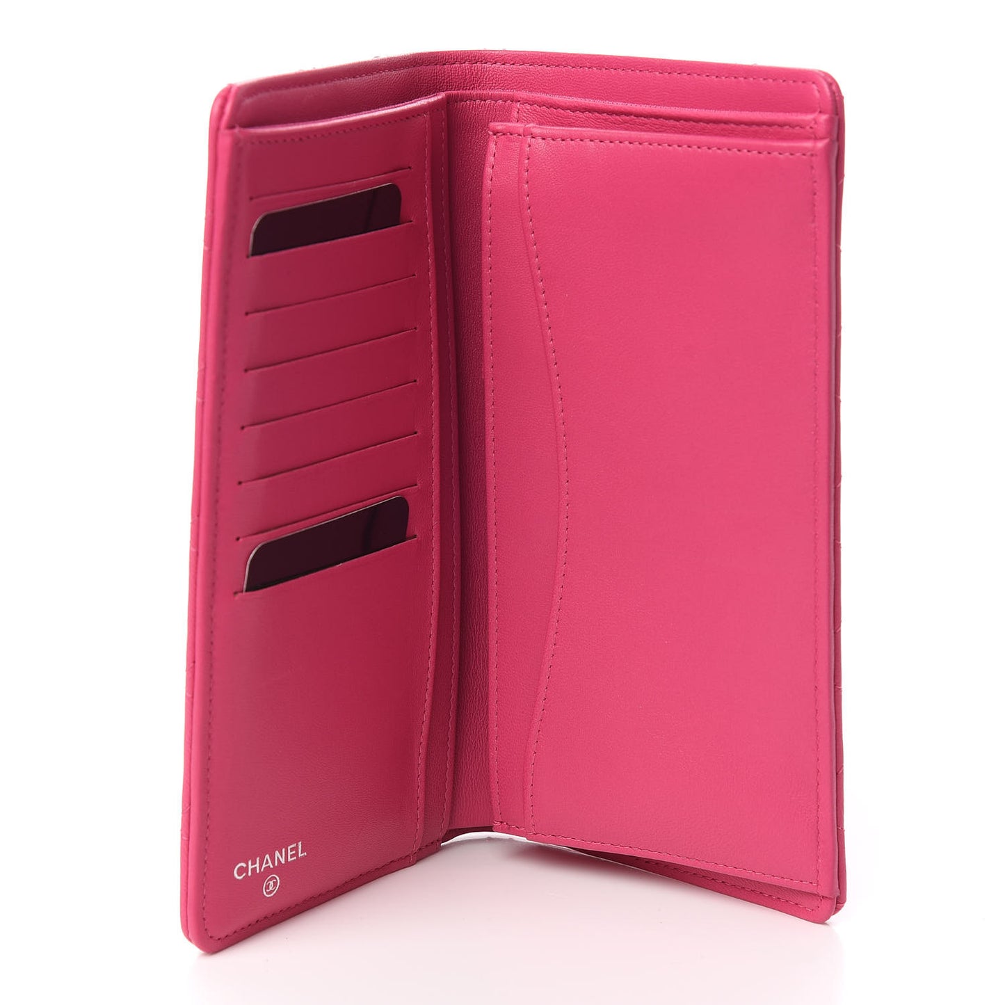 Lambskin Quilted Yen Wallet Fuchsia
