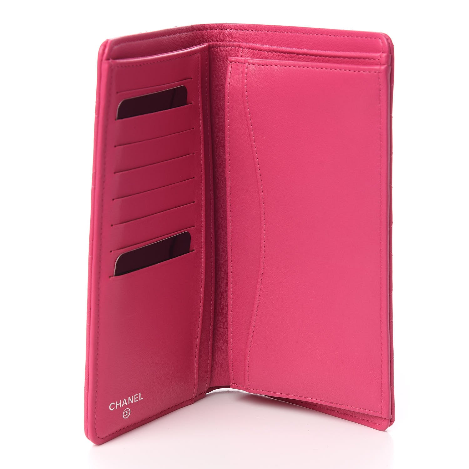 Chanel Lambskin Quilted Yen Wallet Fuchsia 4 of 8