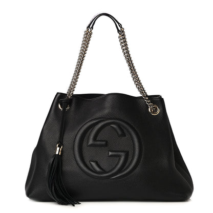 Gucci Pebbled Calfskin Medium Soho Chain Shoulder Bag Black 1 of 4