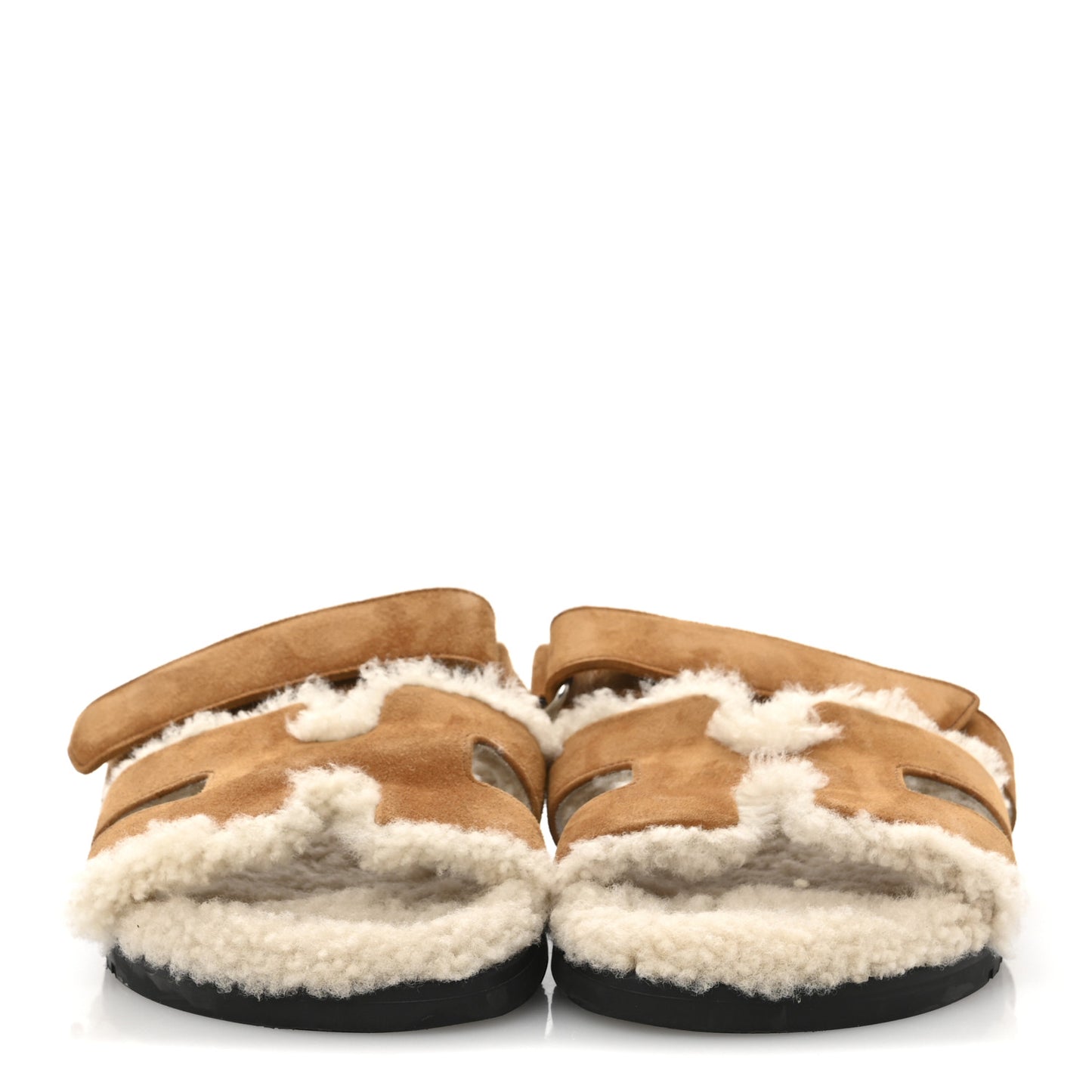 Suede Goatskin Woolskin Womens Chypre Sandals 37 Brun Fume Ecru