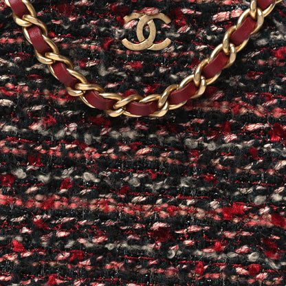 Chanel Tweed Quilted Round Clutch With Chain Red 8 of 10