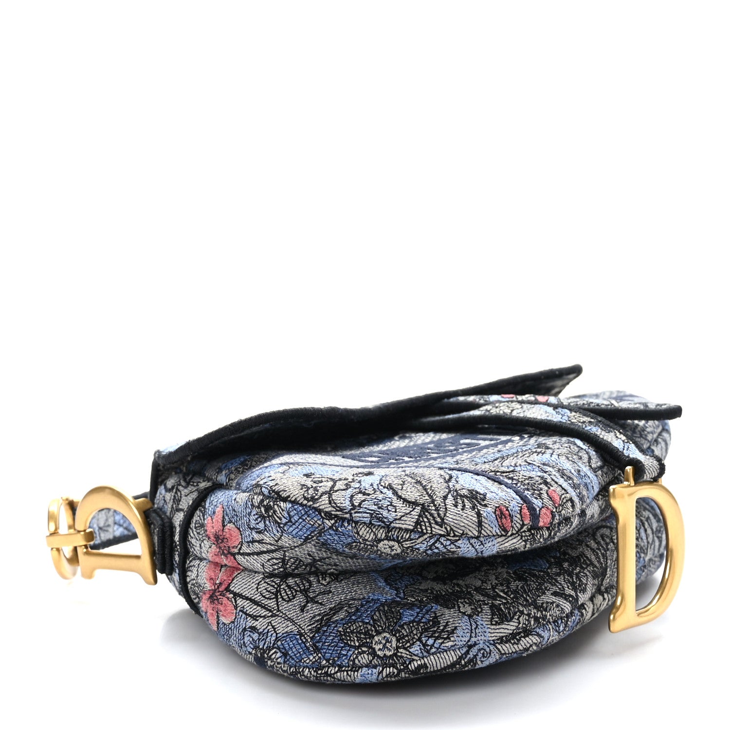 Christian Dior Canvas Embroidered Jardin Magique Saddle Bag Denim Multicolor 4 of 9