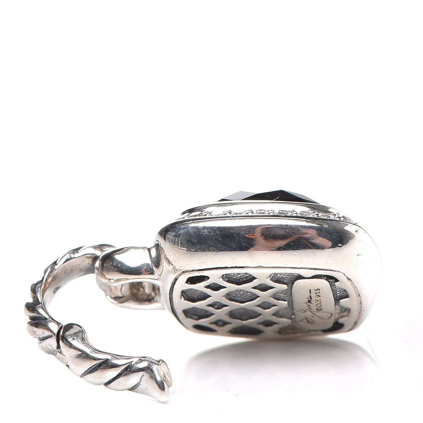 Sterling Silver Diamond Black Onyx 11mm Albion Enhancer Pendant