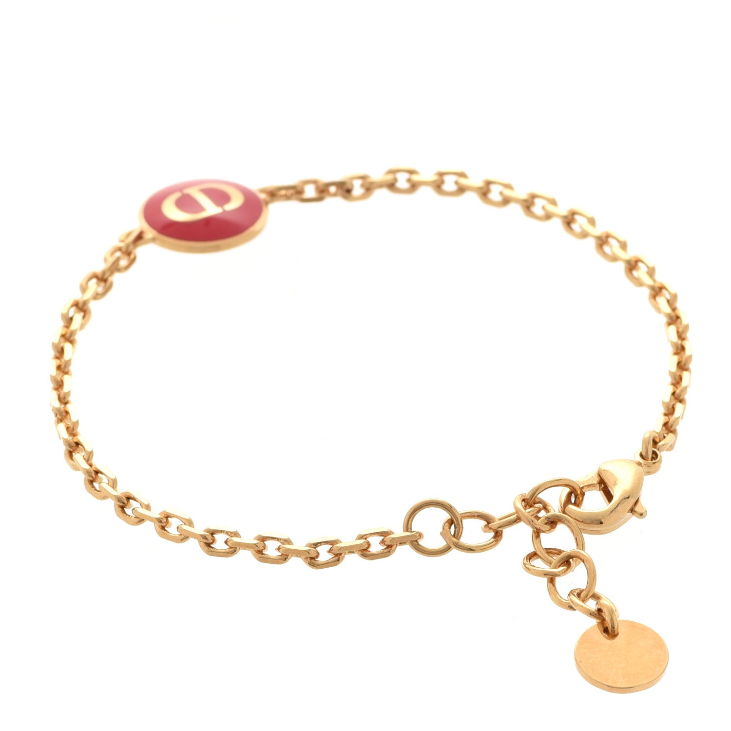 Christian Dior Metal CD Chain Bracelet Red Gold 3 of 4