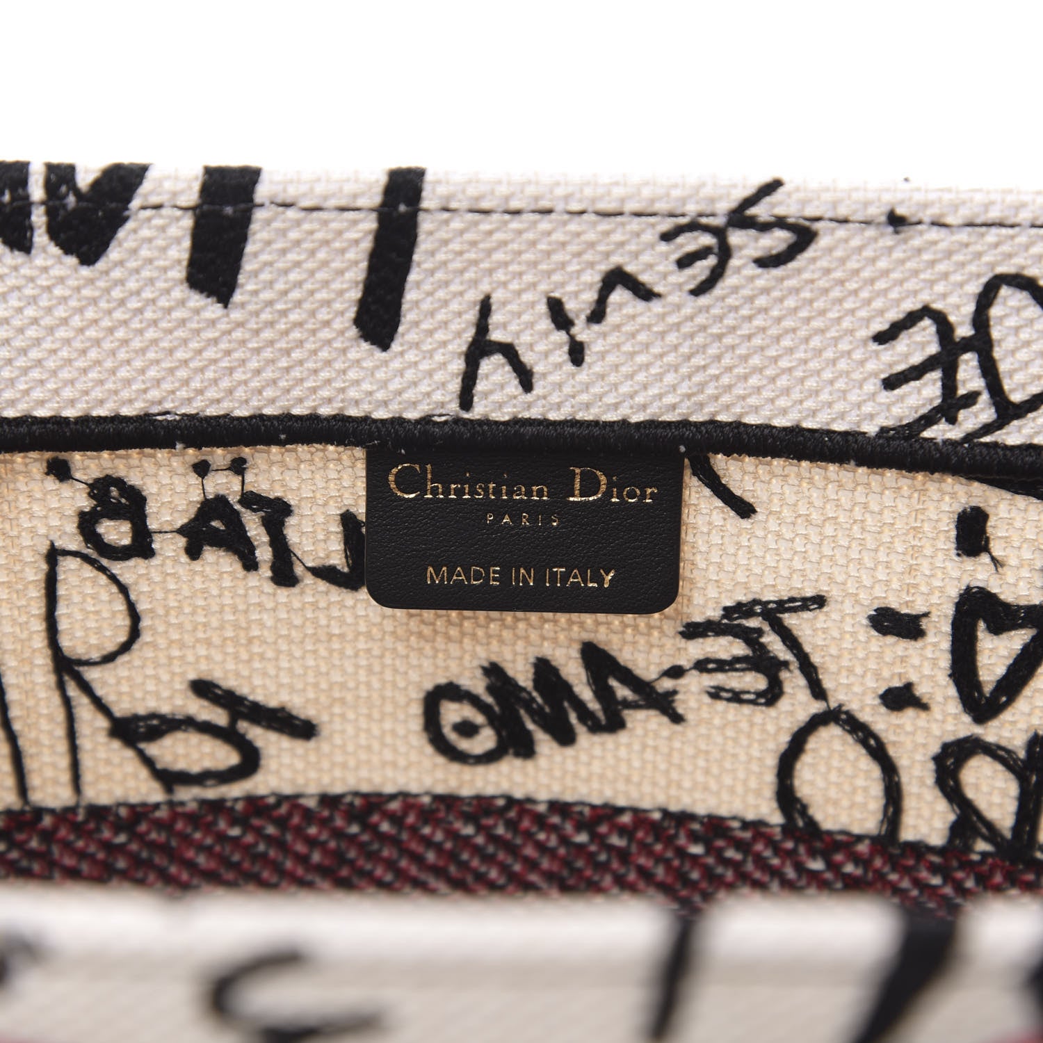Christian Dior Canvas Embroidered Medium Dioramour Graffiti Book Tote Latte Multicolor 5 of 10