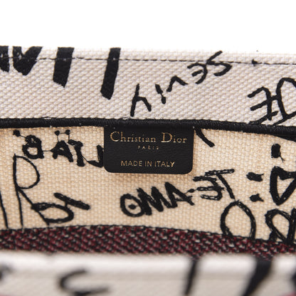 Christian Dior Canvas Embroidered Medium Dioramour Graffiti Book Tote Latte Multicolor 5 of 10