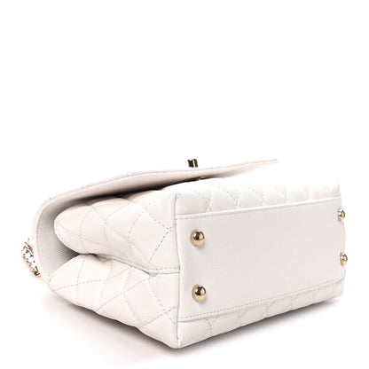 Chanel Caviar Quilted Mini Coco Handle Flap White 3 of 9