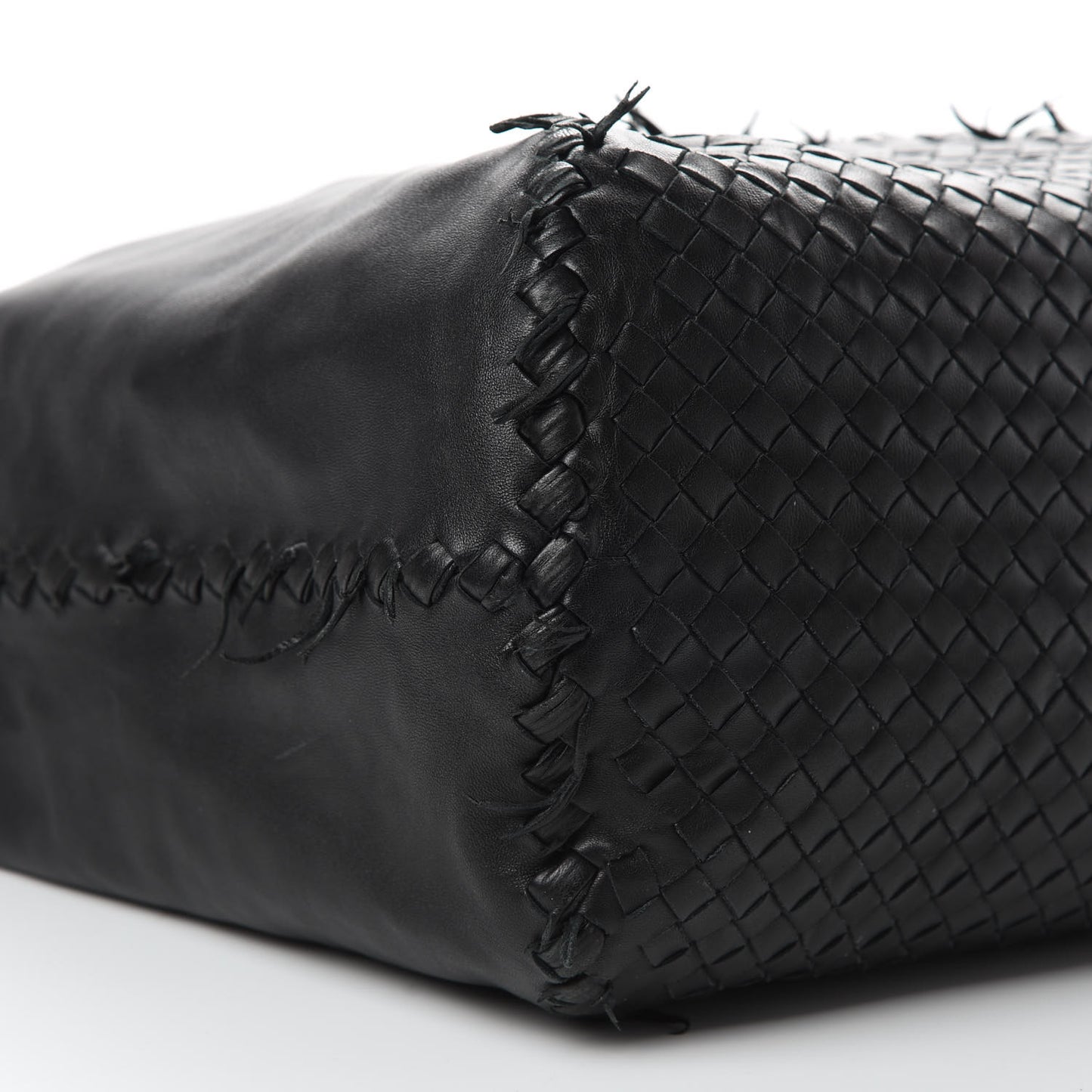 Nappa Intrecciato Large Fringe Shoulder Bag Black