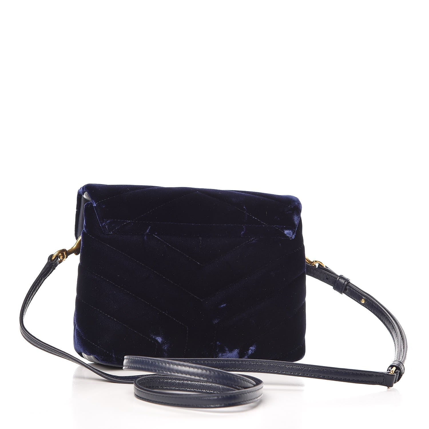 Saint Laurent Velvet Y Quilted Monogram Toy Loulou Crossbody Bag Navy 3 of 11