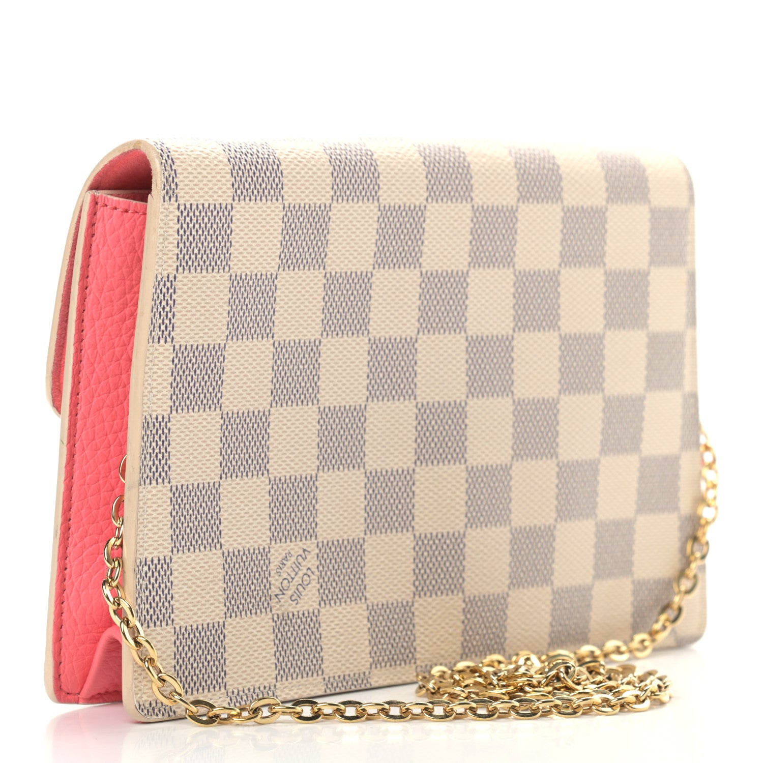 Louis Vuitton Damier Azur Croisette Chain Wallet Rose Papaye 3 of 14