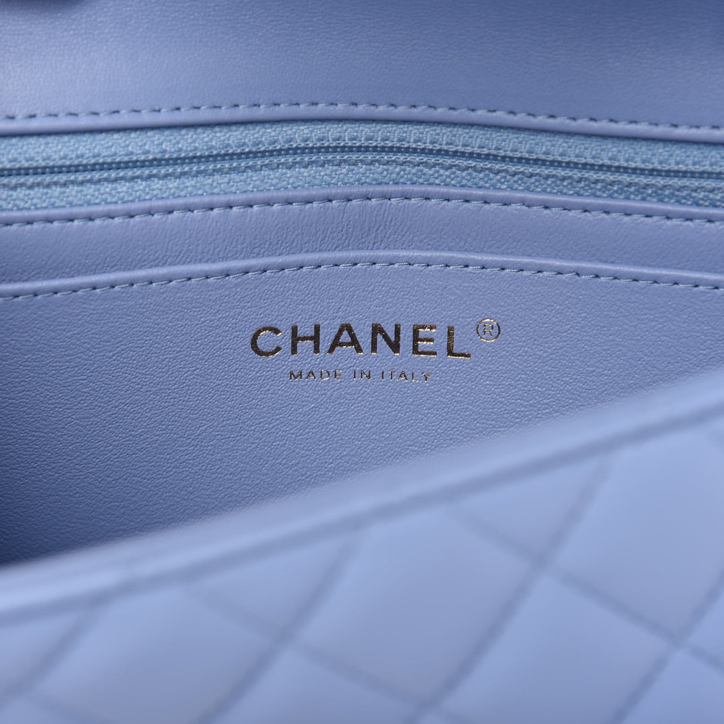 Lambskin Quilted Mini Rectangular Flap Light Blue