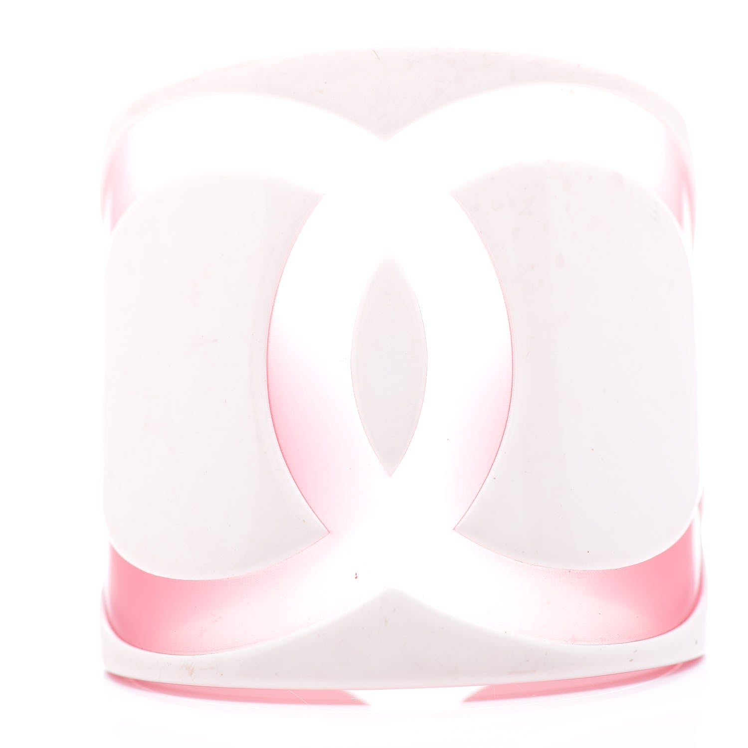 Chanel Resin CC Wide Cuff White Pink 1 of 8