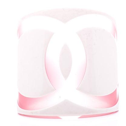 Chanel Resin CC Wide Cuff White Pink 1 of 8
