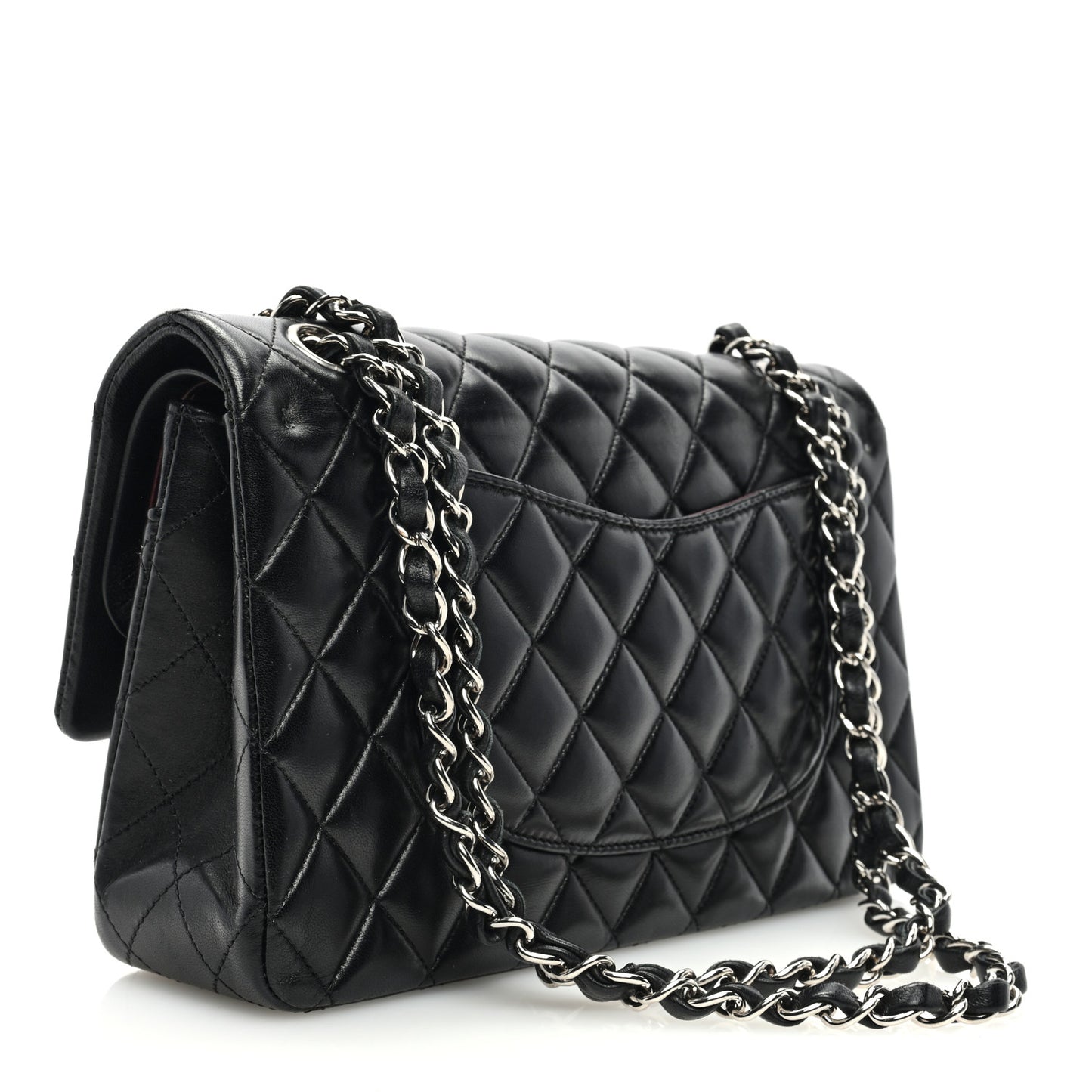 Lambskin Quilted Medium Double Flap Black