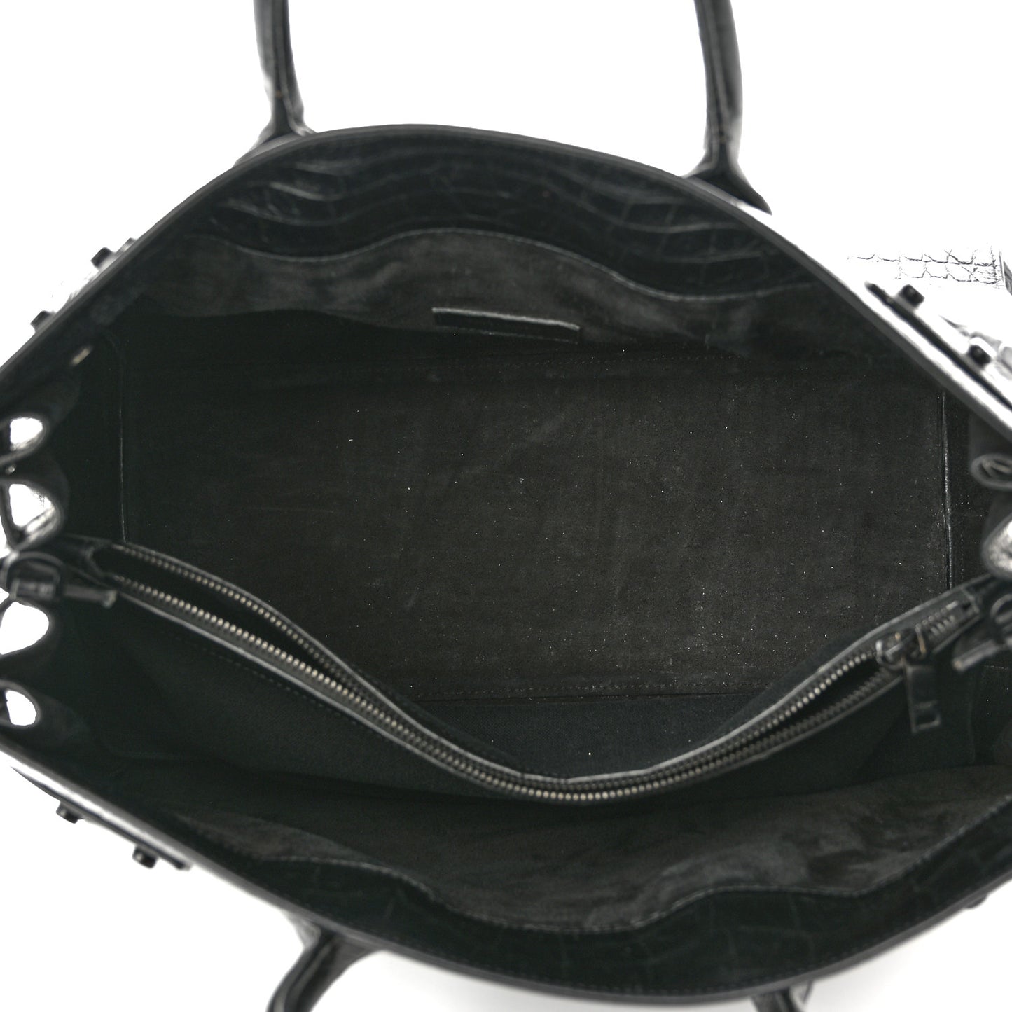 Calfskin Crocodile Embossed Medium Supple Sac de Jour Black