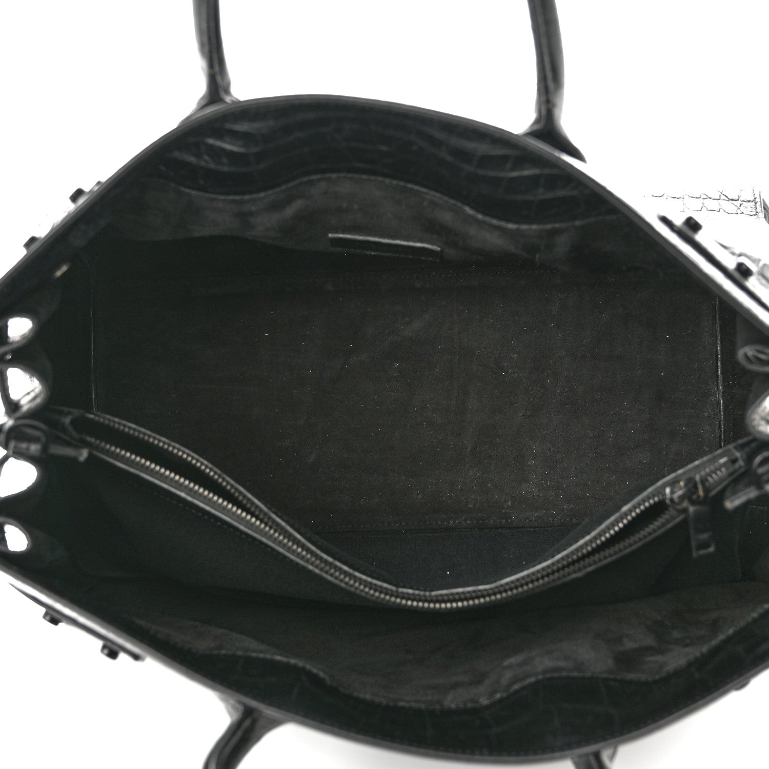 Saint Laurent Calfskin Crocodile Embossed Medium Supple Sac de Jour Black 5 of 11
