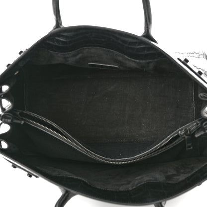 Saint Laurent Calfskin Crocodile Embossed Medium Supple Sac de Jour Black 5 of 11
