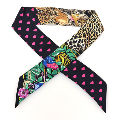 Hermes Silk Jungle Love Love Twilly Black Vert Rose Vif 1 of 4