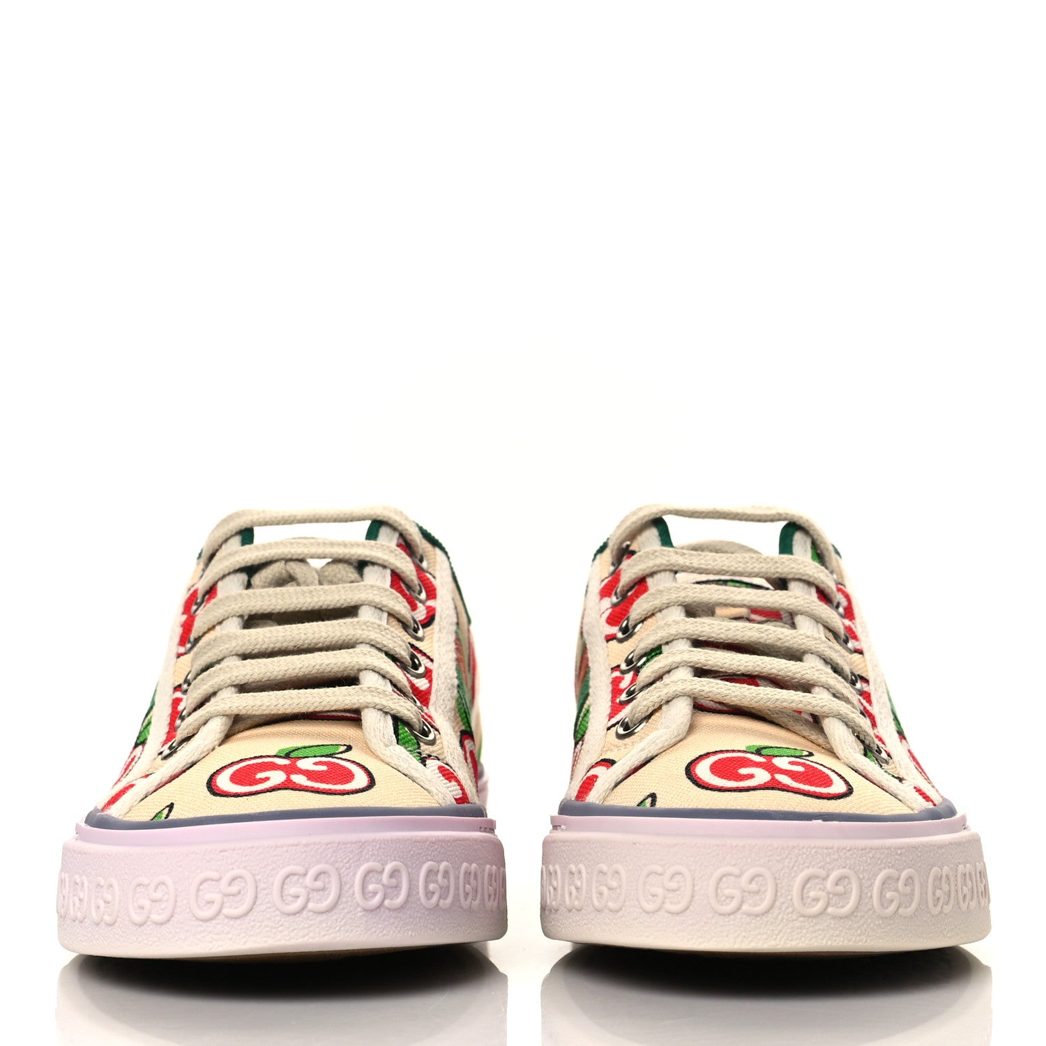 Gucci Canvas Web GG Apple Womens 1977 Tennis Sneakers 36 Ivory Red Mystic White New Shamarock 2 of 7