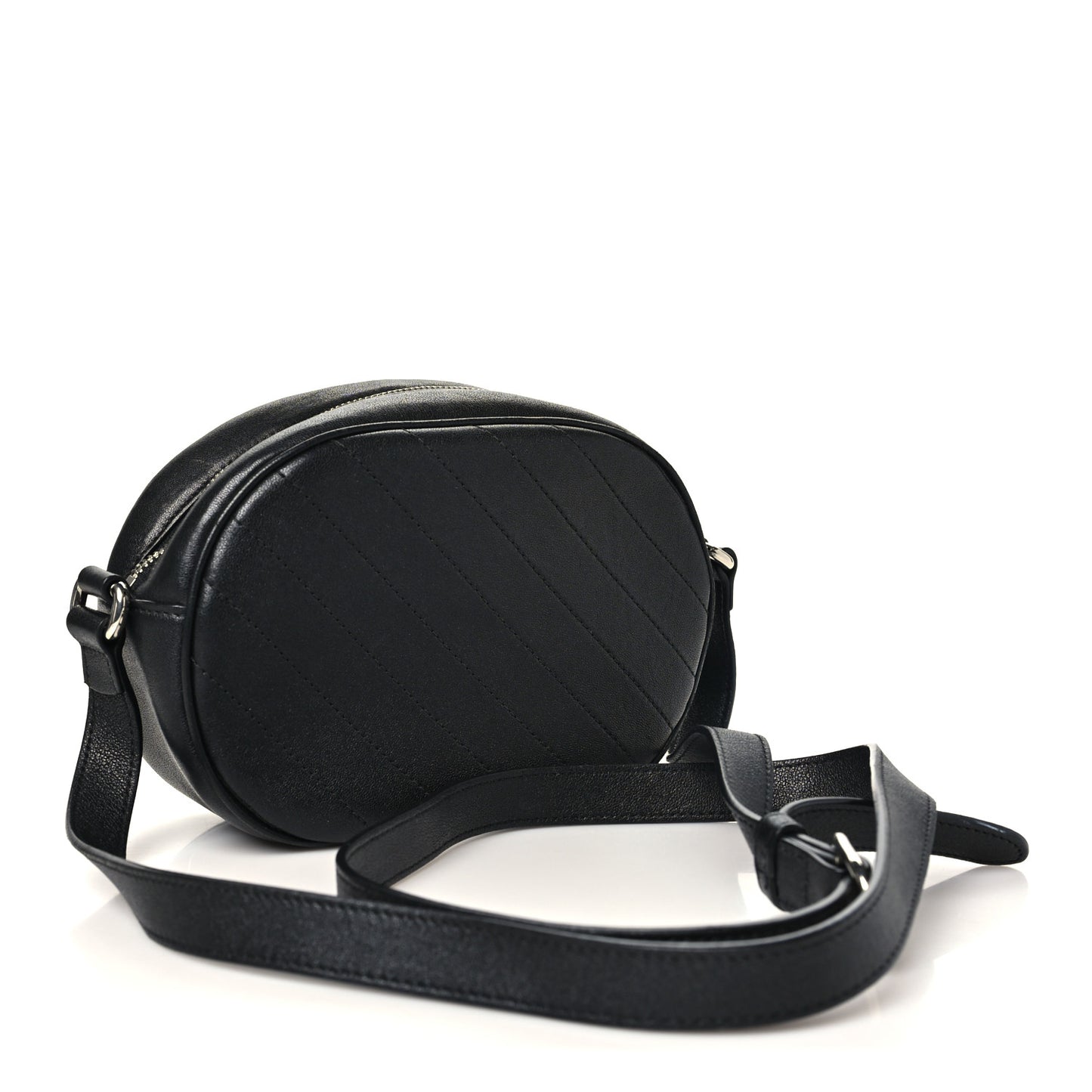 Sakai Be Green Calfskin Diagonal Stitched Mini Blondie Shoulder Bag Black