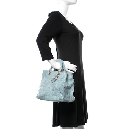 Christian Dior Lambskin Woven Medium Lady Dior Shopping Tote Light Blue 2 of 14