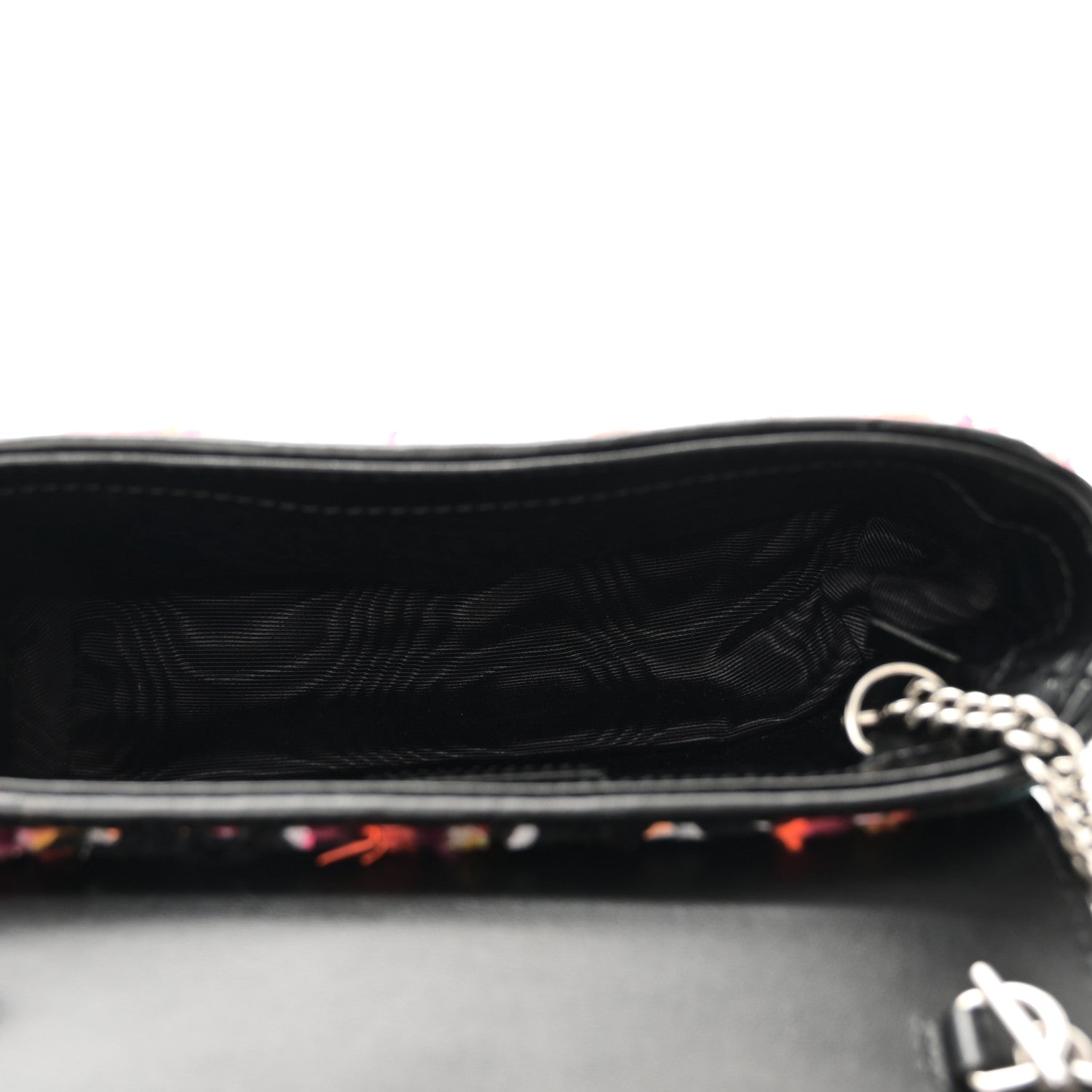 Gucci Tweed Calfskin Check Poule Super Mini GG Marmont Shoulder Bag Pink Petroleum Multicolor Black 5 of 11