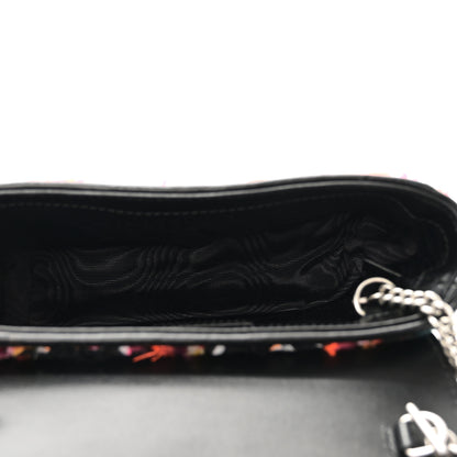 Gucci Tweed Calfskin Check Poule Super Mini GG Marmont Shoulder Bag Pink Petroleum Multicolor Black 5 of 11