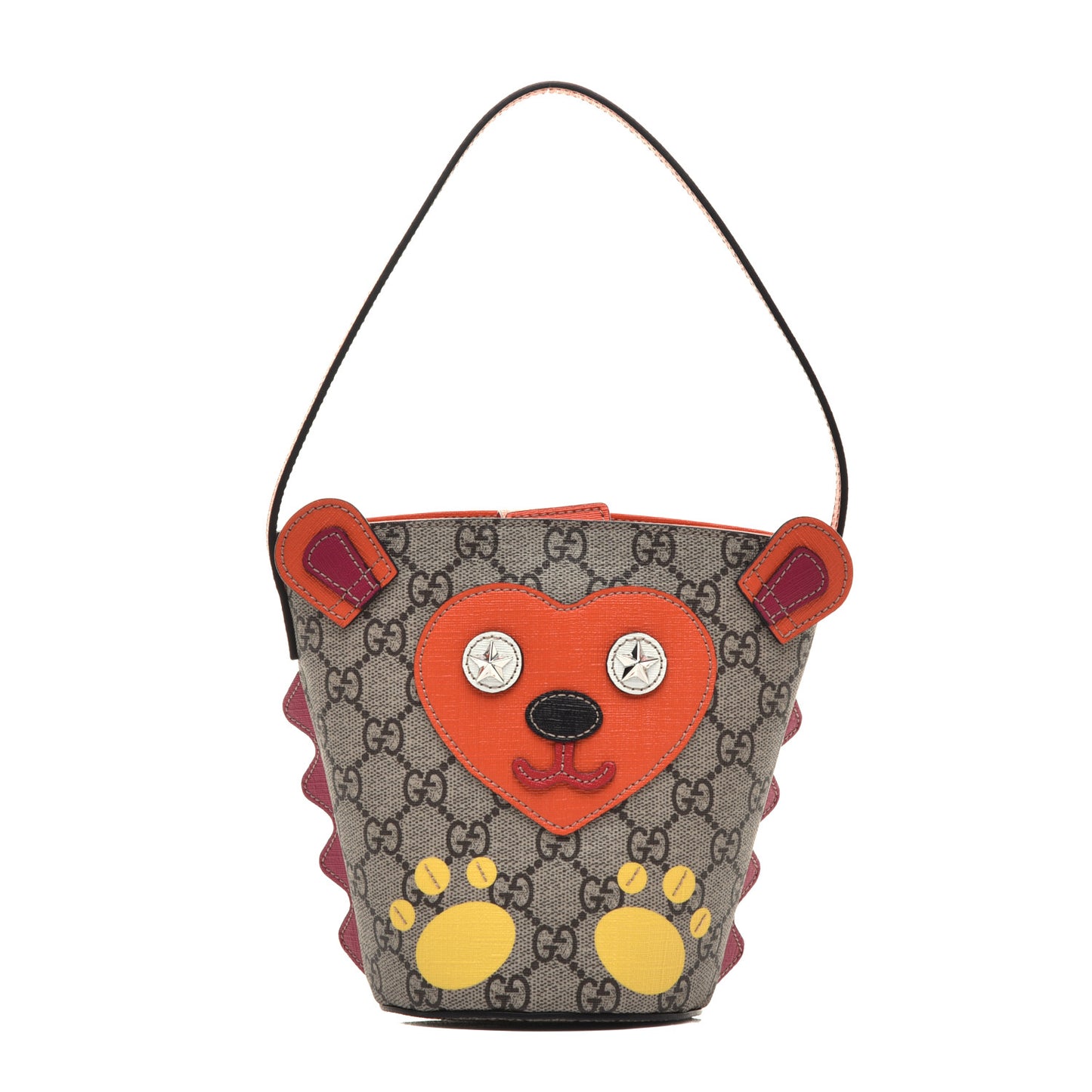 GG Supreme Monogram Childrens Hedgehog Bucket Bag Orange