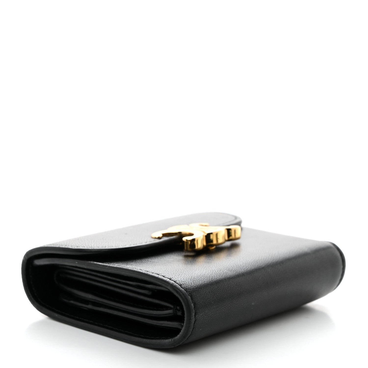 Celine Shiny Smooth Lambskin Small Triomphe Wallet Black 4 of 10