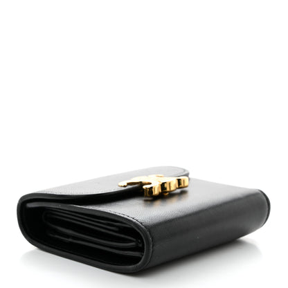 Celine Shiny Smooth Lambskin Small Triomphe Wallet Black 4 of 10