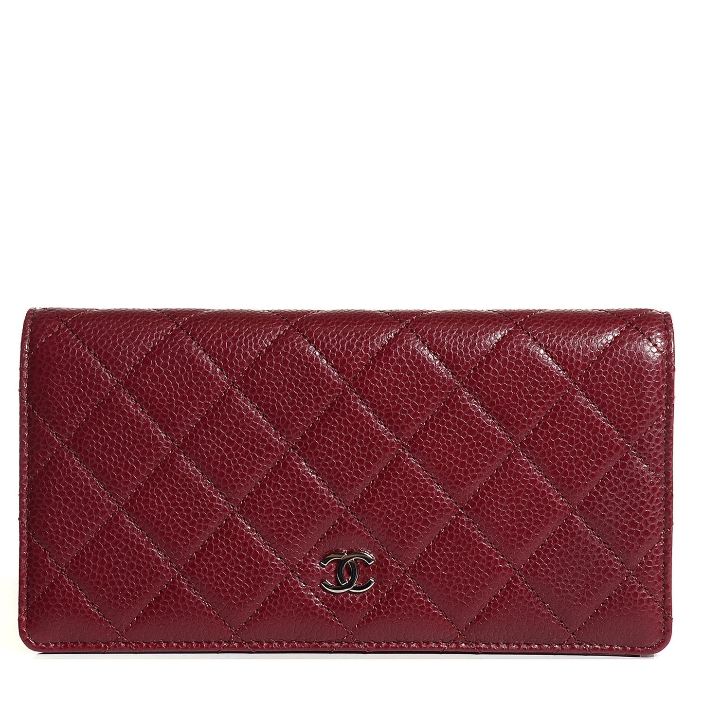Caviar Quilted Yen Wallet Dark Red