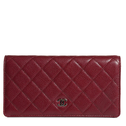 Chanel Caviar Quilted Yen Wallet Dark Red 1 of 9