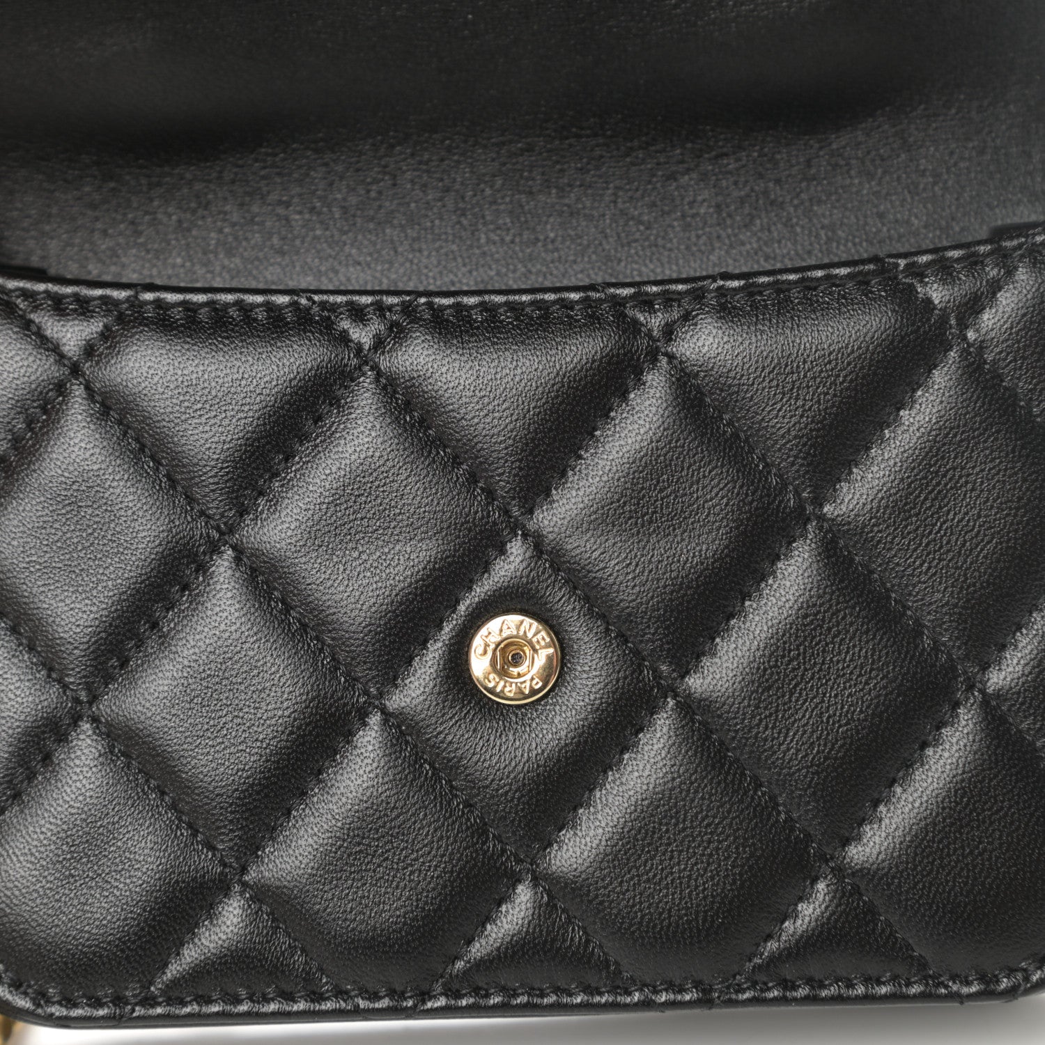 Chanel Lambskin Quilted Top Handle Flap Coin Purse With Chain Black 12 of 13