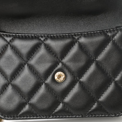 Chanel Lambskin Quilted Top Handle Flap Coin Purse With Chain Black 12 of 13
