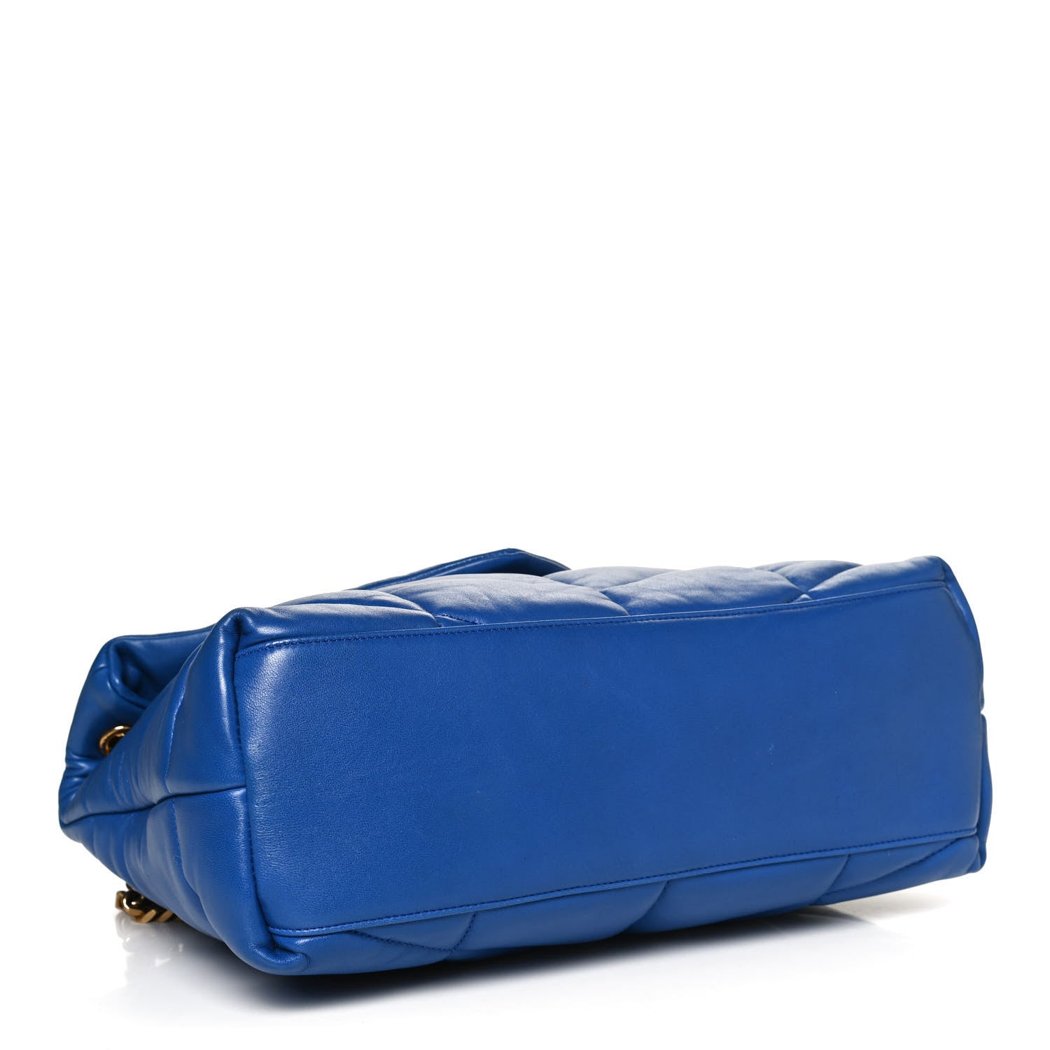 Saint Laurent Lambskin Quilted Medium Loulou Puffer Monogram Chain Satchel Majorele Blue 4 of 14