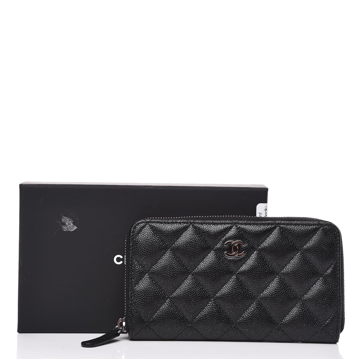 Chanel Iridescent Caviar Quilted Medium Zip Around Wallet Black 9 of 9